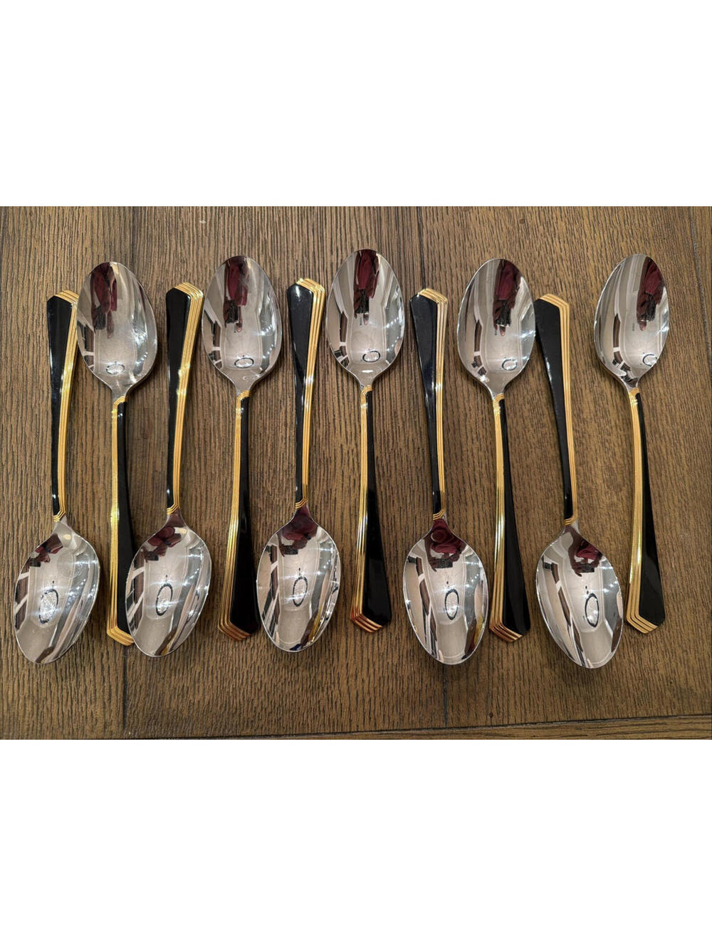 Yamazaki Patrick Ramona Black Gold Accent Soup Spoons – Set of 10 – Stainless